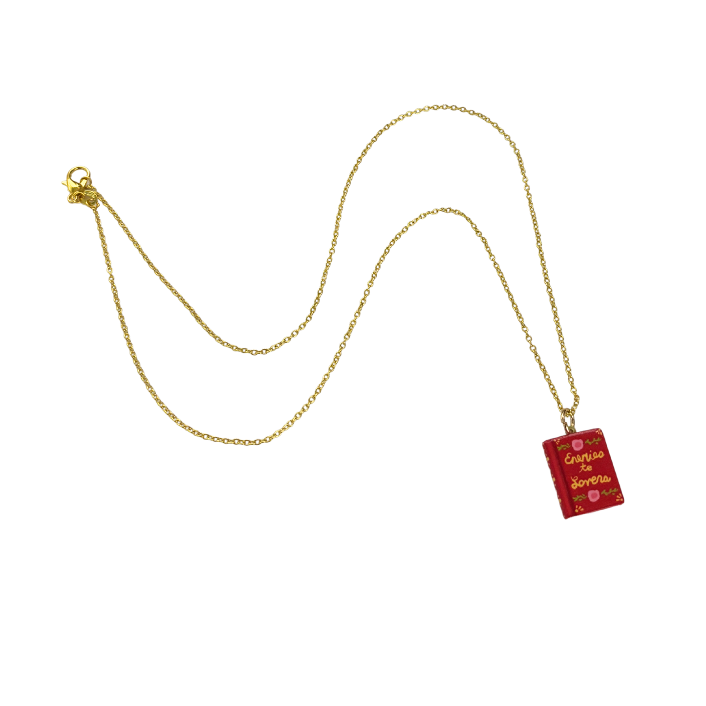 Book Lover Charm Necklace | Handpainted Mini Book | 20" Gold Chain | Romantasy, Spicy, or Cryptid Guide