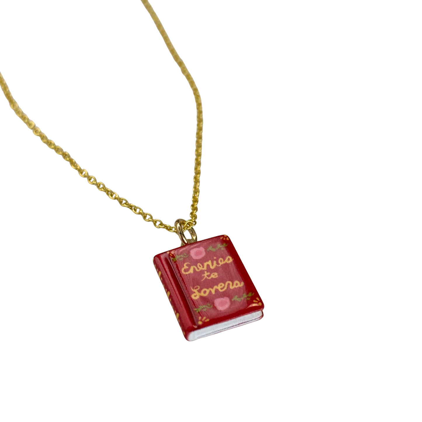 Book Lover Charm Necklace | Handpainted Mini Book | 20" Gold Chain | Romantasy, Spicy, or Cryptid Guide