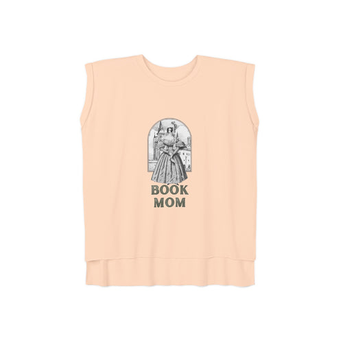 Book Mom Women’s Flowy Rolled Cuffs Muscle Tee | Mothers Day Bibliophile Book Lovers