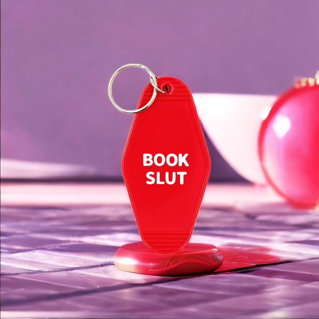 Book Slut Red Motel Style Keychain