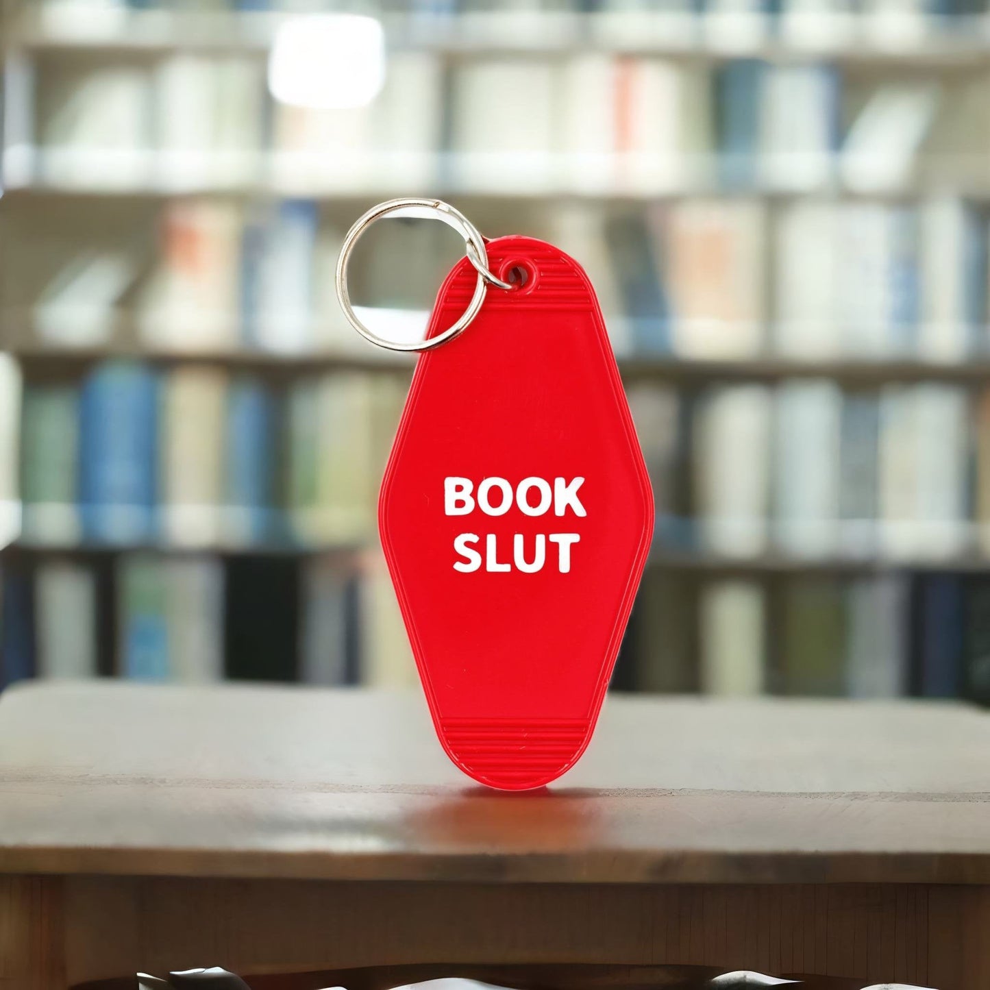 Book Slut Red Motel Style Keychain