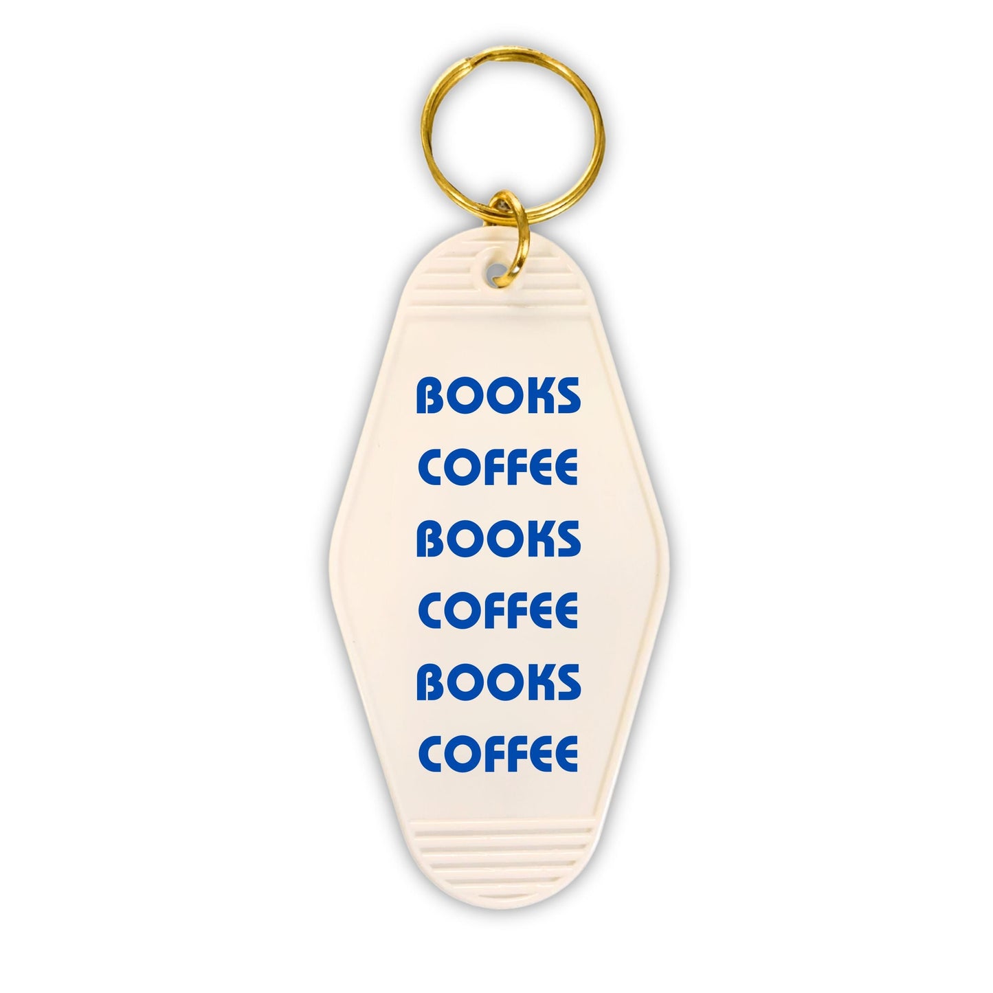 Books Coffee Books Coffee Motel Style Keychain in White