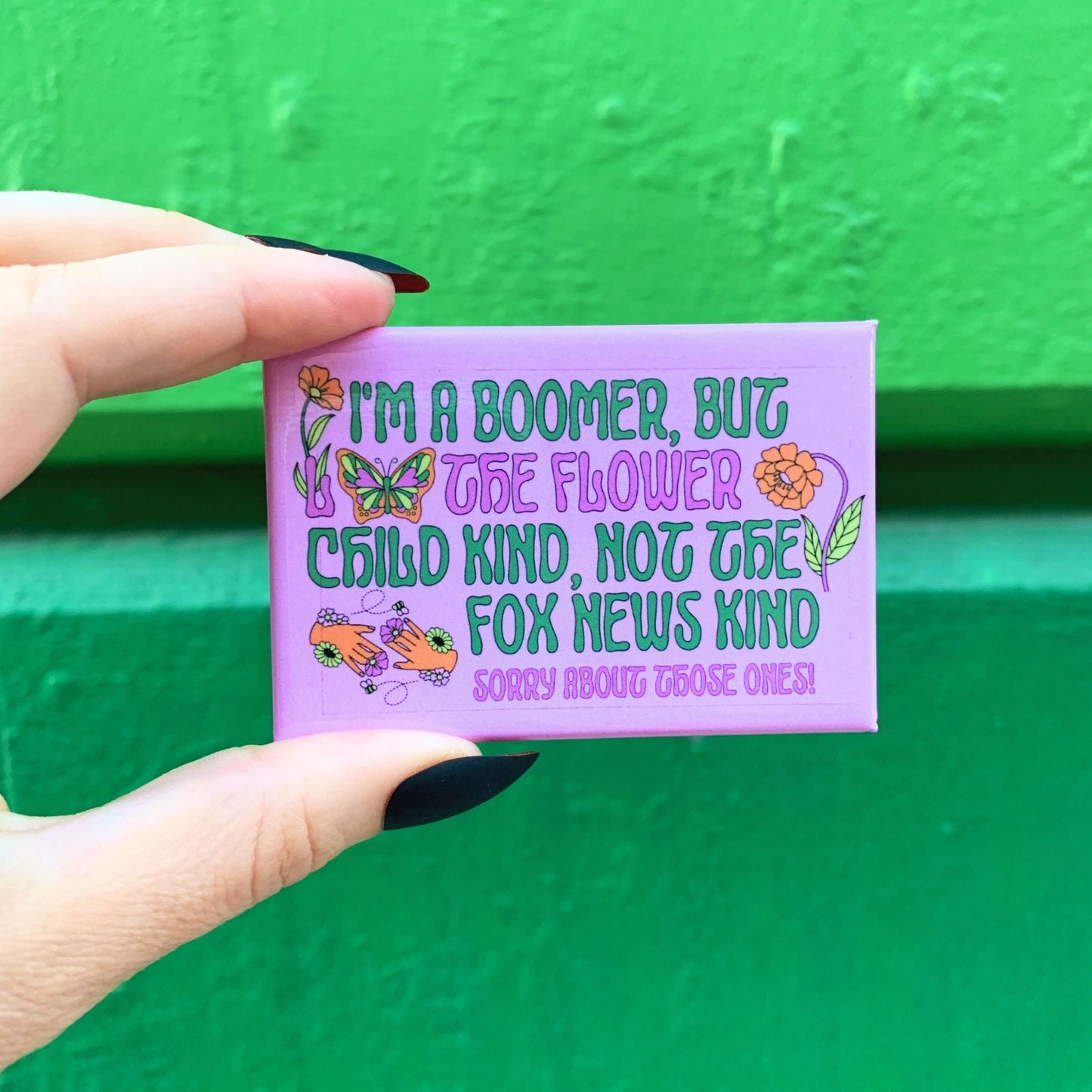 Boomer But Not the Fox News Kind Tote Bag and Magnet Bundle | Canvas Tote and Glossy Refrigerator Magnet