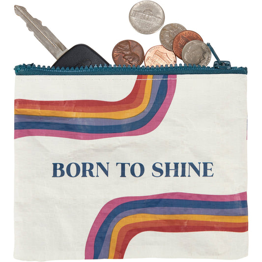 Born To Shine Zipper Wallet | Recycled Material Organizer Pouch | 5.25" x 4.25"