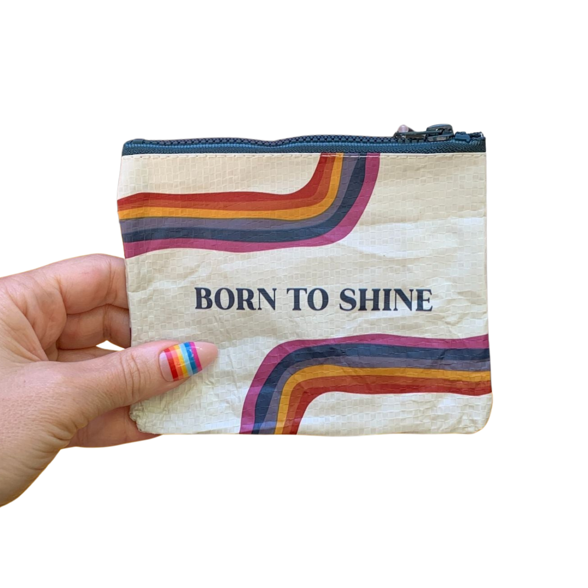 Born To Shine Zipper Wallet | Recycled Material Organizer Pouch | 5.25" x 4.25"-Primitives by Kathy-The Bullish Store