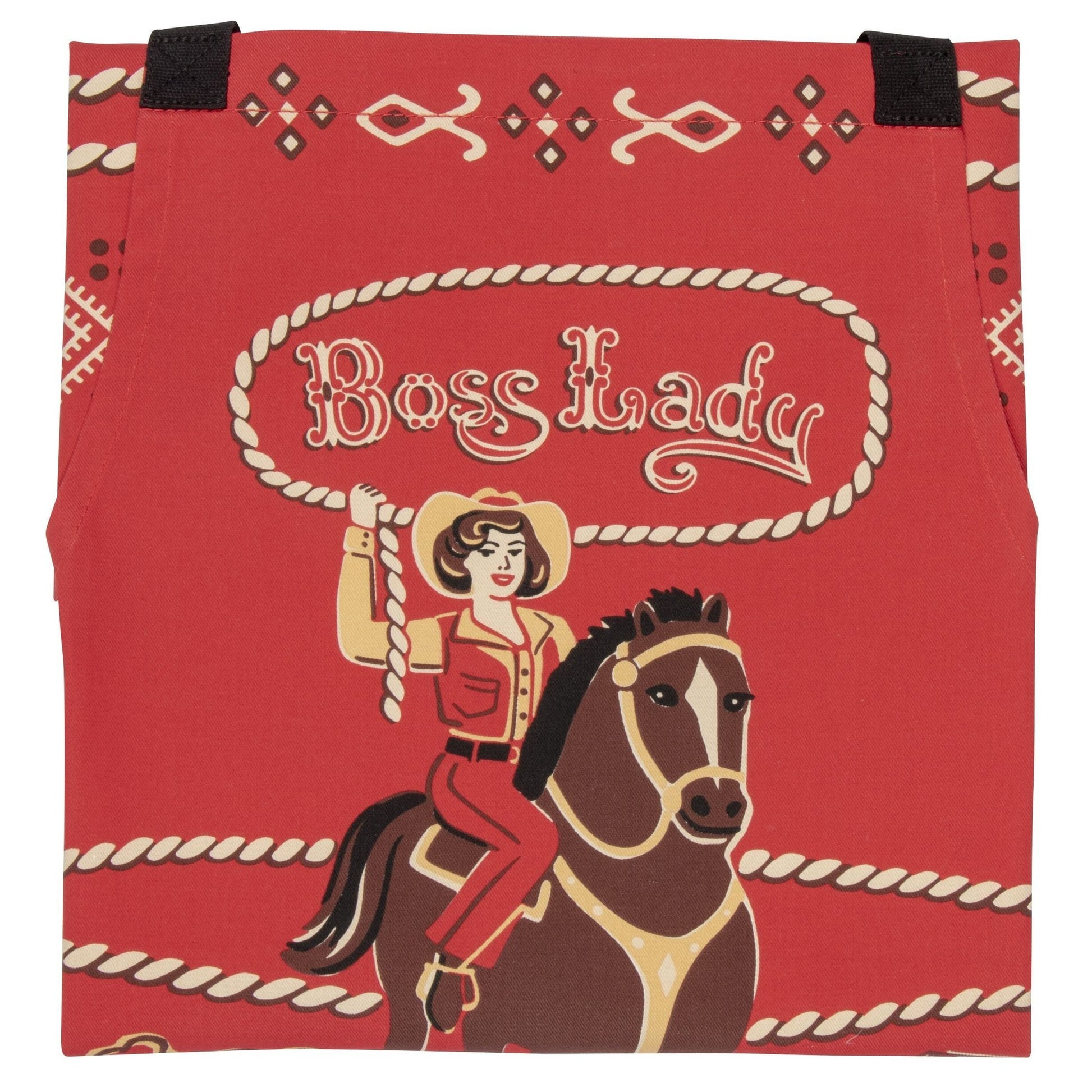 Boss Lady Cowgirl Western Retro Funny Cooking and BBQ Apron 2 Pockets Adjustable Strap 100% Cotton