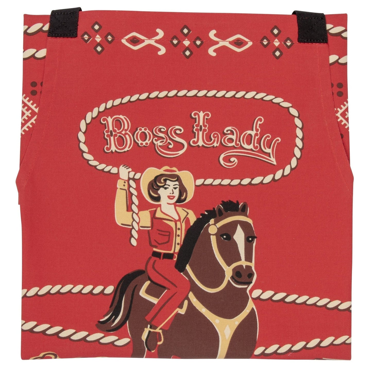 Boss Lady Cowgirl Western Retro Funny Cooking and BBQ Apron 2 Pockets Adjustable Strap 100% Cotton | BlueQ at GetBullish