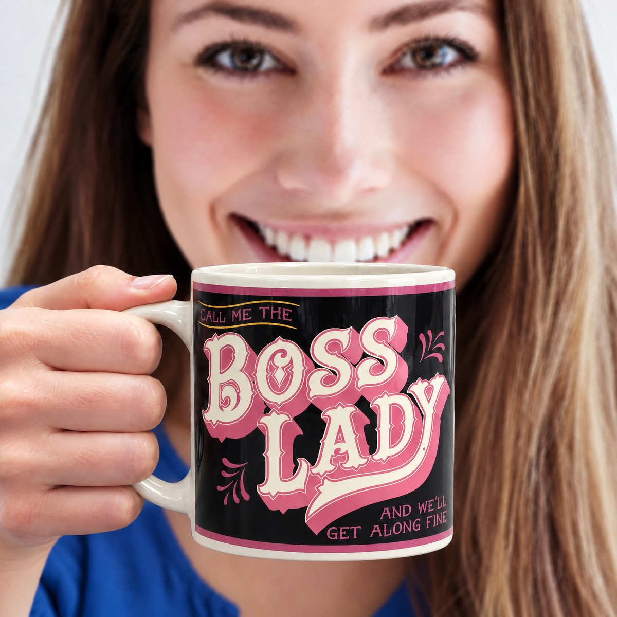 Boss Lady Porcelain Mug | Wrap-around Design Ceramic Coffee Tea Cup | 12oz-Lucky Jack-The Bullish Store