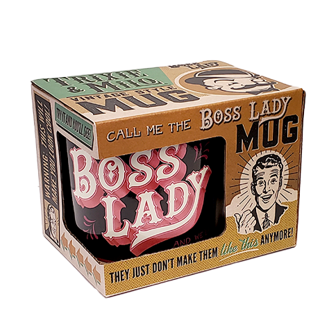 Boss Lady Porcelain Mug | Wrap-around Design Ceramic Coffee Tea Cup | 12oz