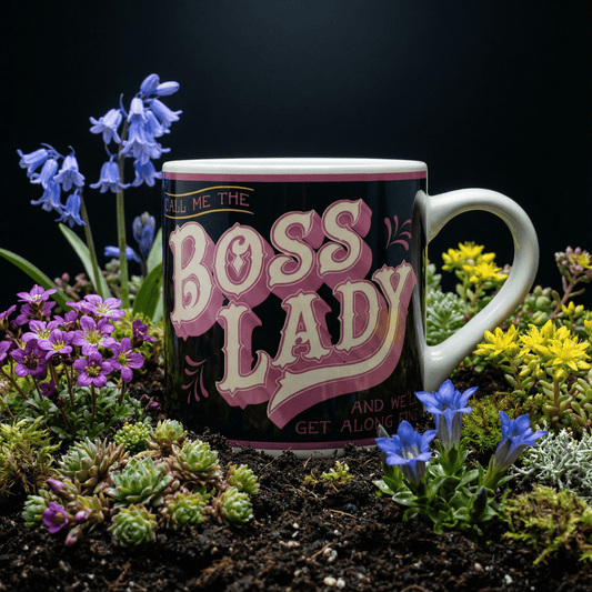 Boss Lady Porcelain Mug | Wrap-around Design Ceramic Coffee Tea Cup | 12oz