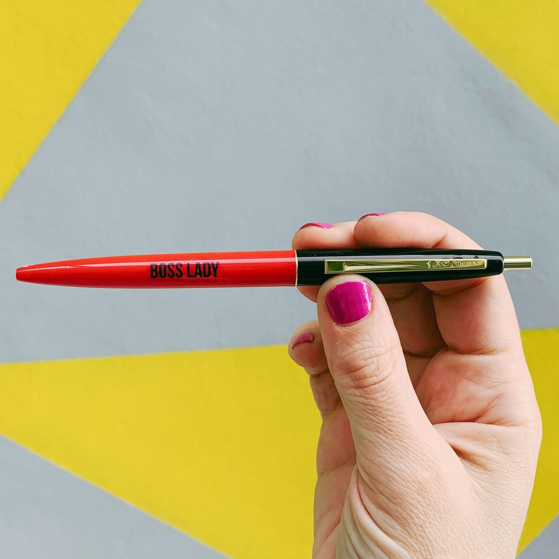 Boss Lady Two-Tone Refillable Pen in Cherry Red and Black