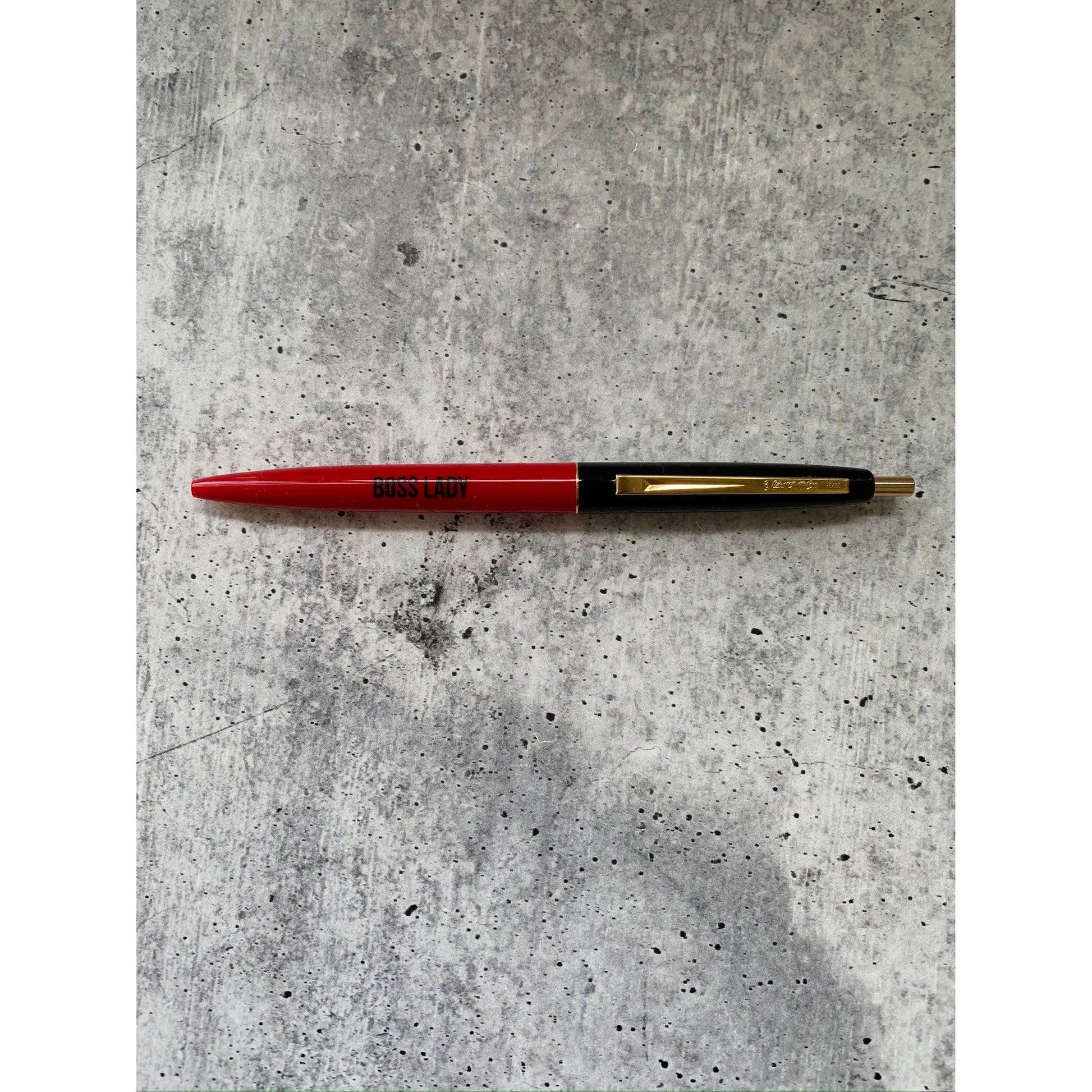 Boss Lady Two-Tone Refillable Pen in Cherry Red and Black