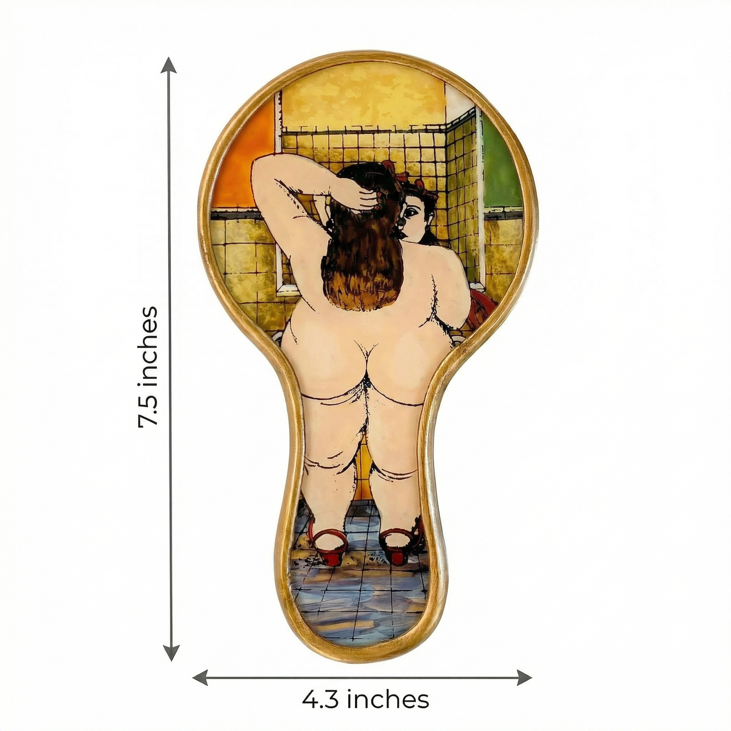 Botero Woman Hand Mirror | Hand-Painted Reverse Glass Mirror, Made in Peru