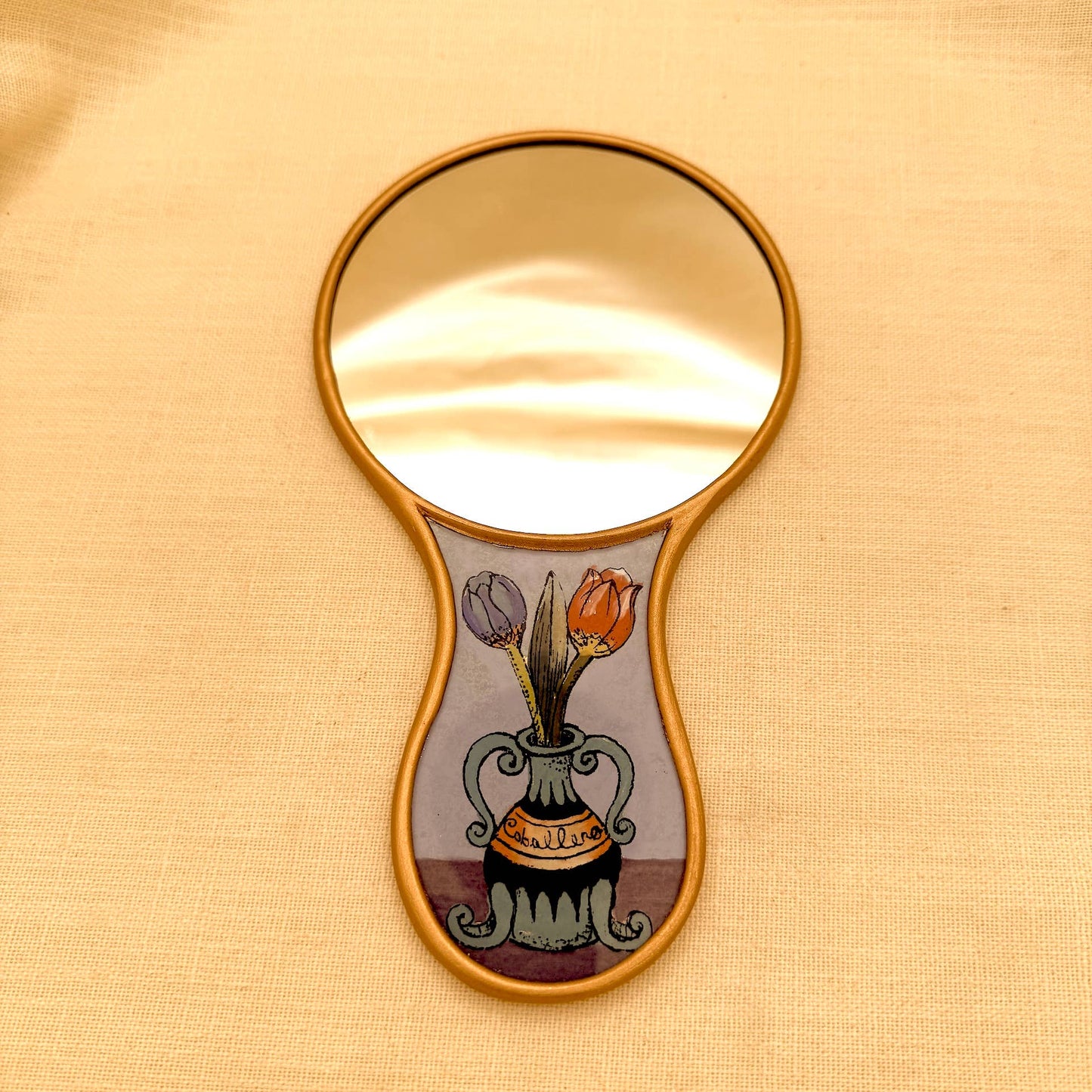 Botero Woman Hand Mirror | Hand-Painted Reverse Glass Mirror, Made in Peru