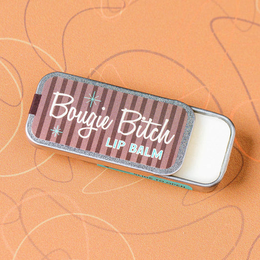 Bougie Bitch Lip Balm in Old School Tin | Funny Vanilla Lip Moisturizer