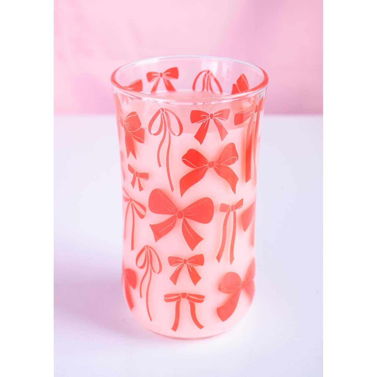 Bow Drinking Glass | Pink Ribbon Glassware | 16oz