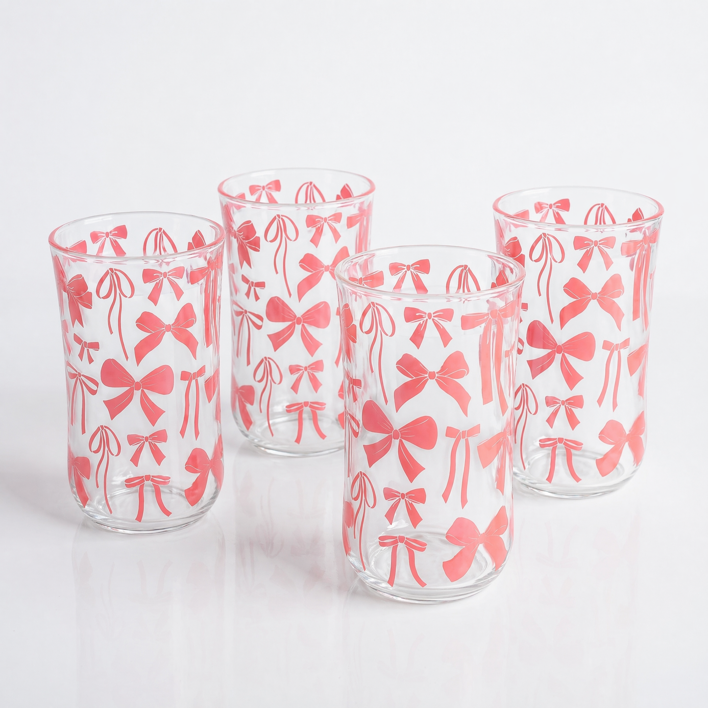 Bow Drinking Glass | Pink Ribbon Glassware | 16oz