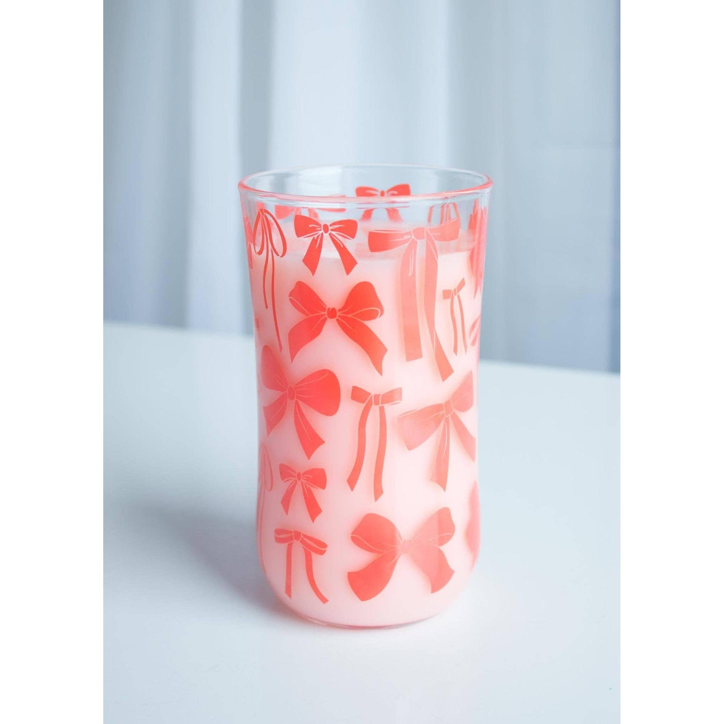 Bow Drinking Glass | Pink Ribbon Glassware | 16oz