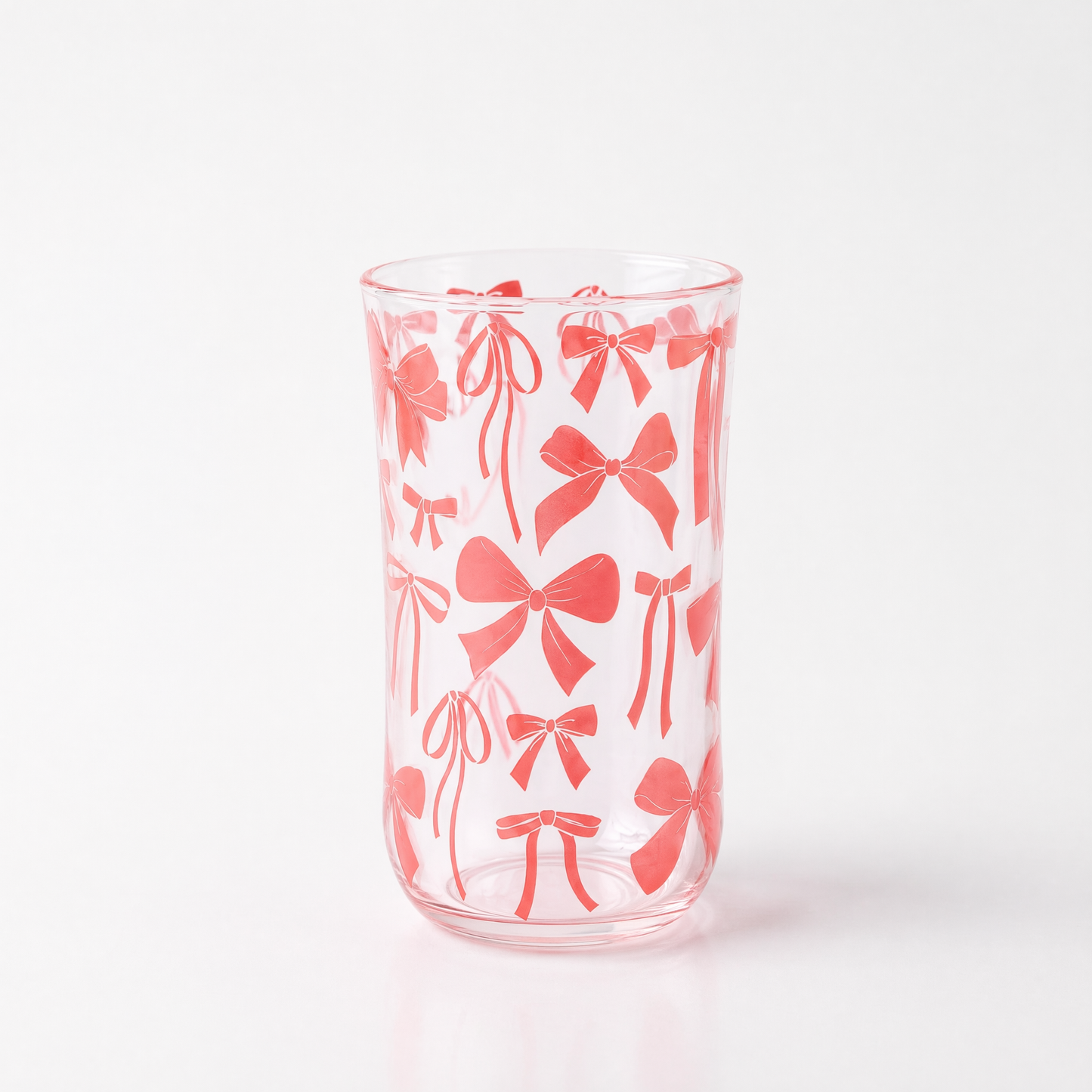 Bow Drinking Glass | Pink Ribbon Glassware | 16oz