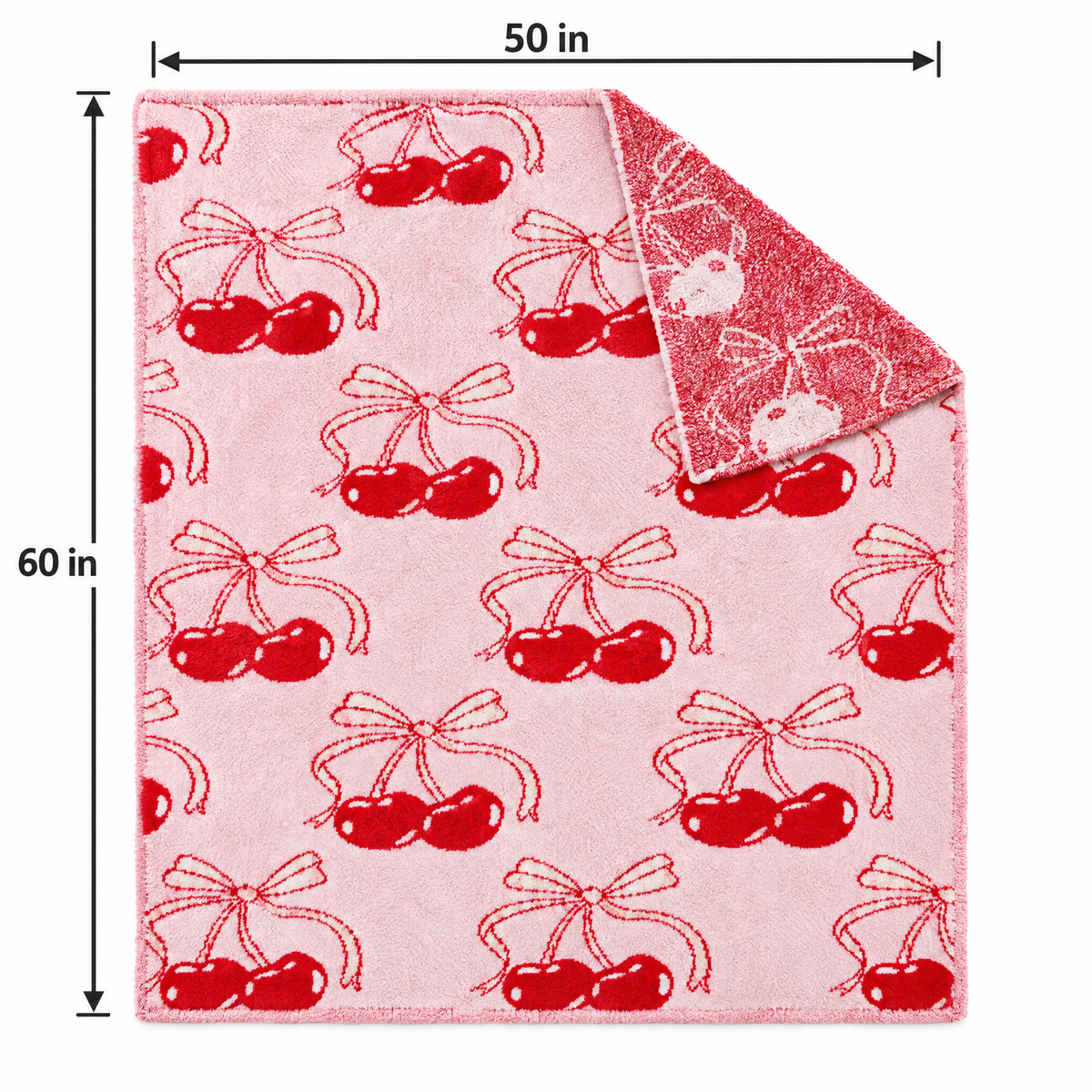 Bows & Cherries Cozy Reversible Blanket Cherry Blossom | Gift Throw | Bow-Tastic Gianna 50" x 60"-Lemonbella-The Bullish Store