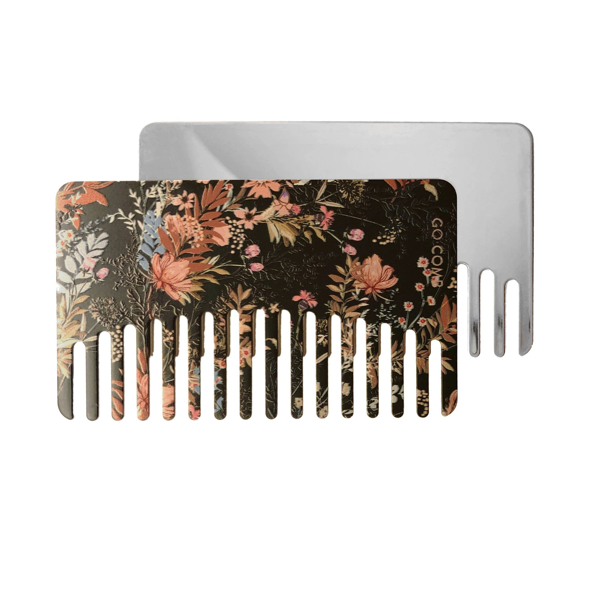 Boxed |Rustic Flora Mirror Go-Comb | Metal Wallet-Sized Comb