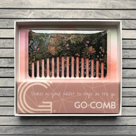 Boxed |Rustic Flora Mirror Go-Comb | Metal Wallet-Sized Comb