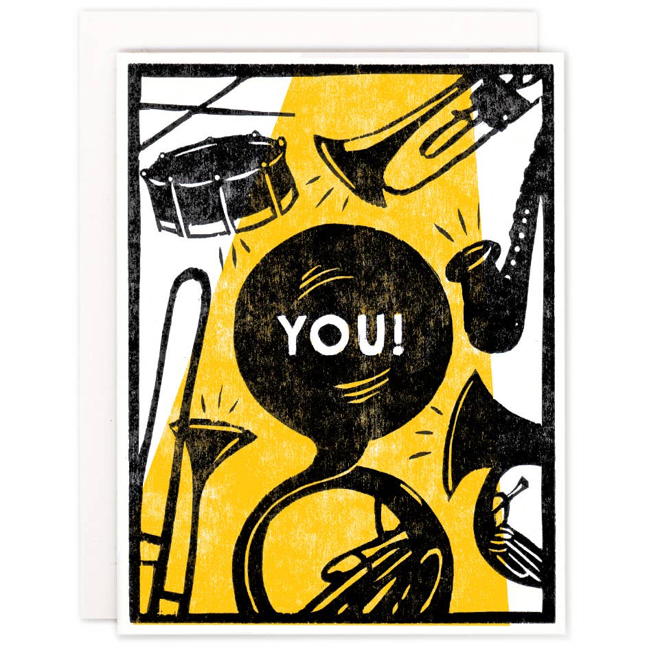 Brass Band For You Indigo Printed Card | Artist Designed Card Made in USA