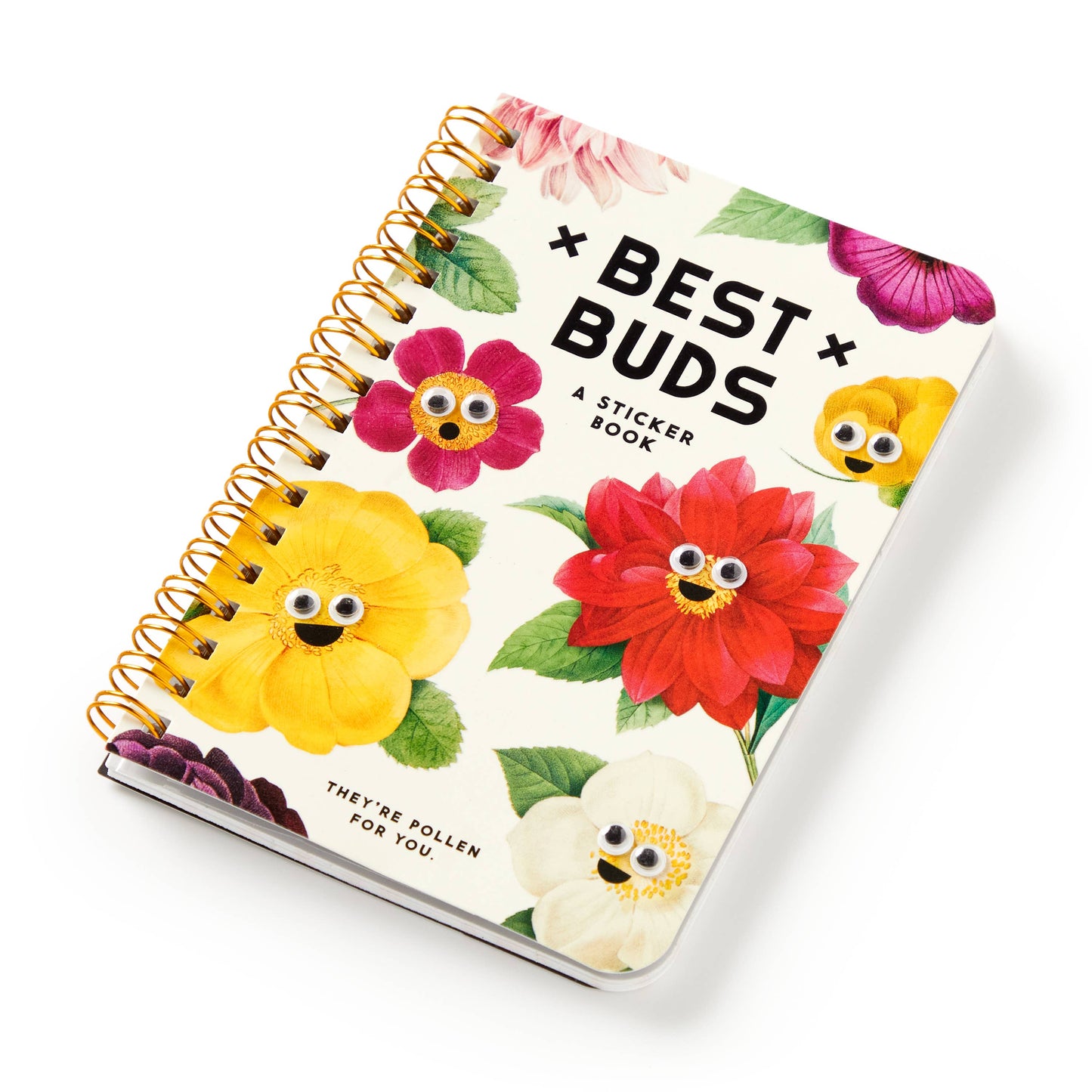 Brass Monkey Best Buds Googly Sticker Book | Vintage-inspired Artwork Googly-eyed Flower Decals