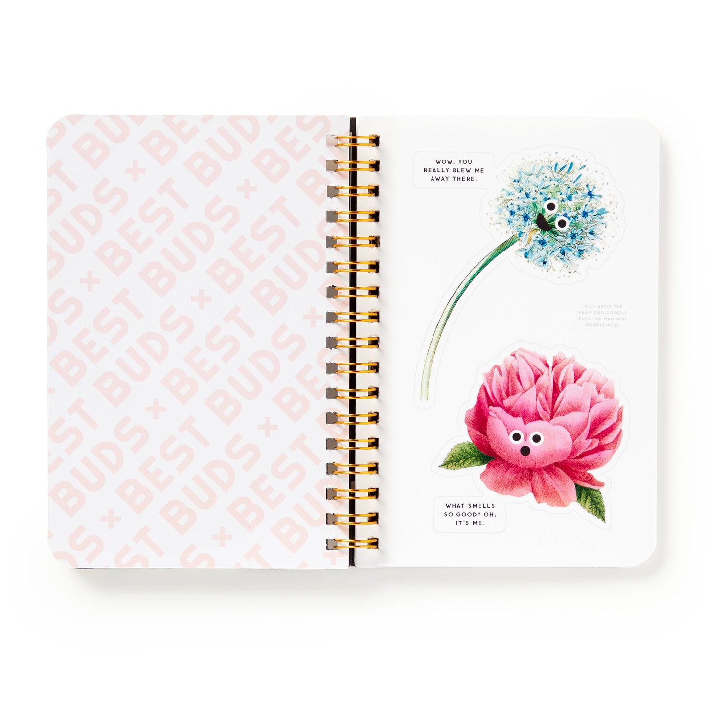 Brass Monkey Best Buds Googly Sticker Book | Vintage-inspired Artwork Googly-eyed Flower Decals