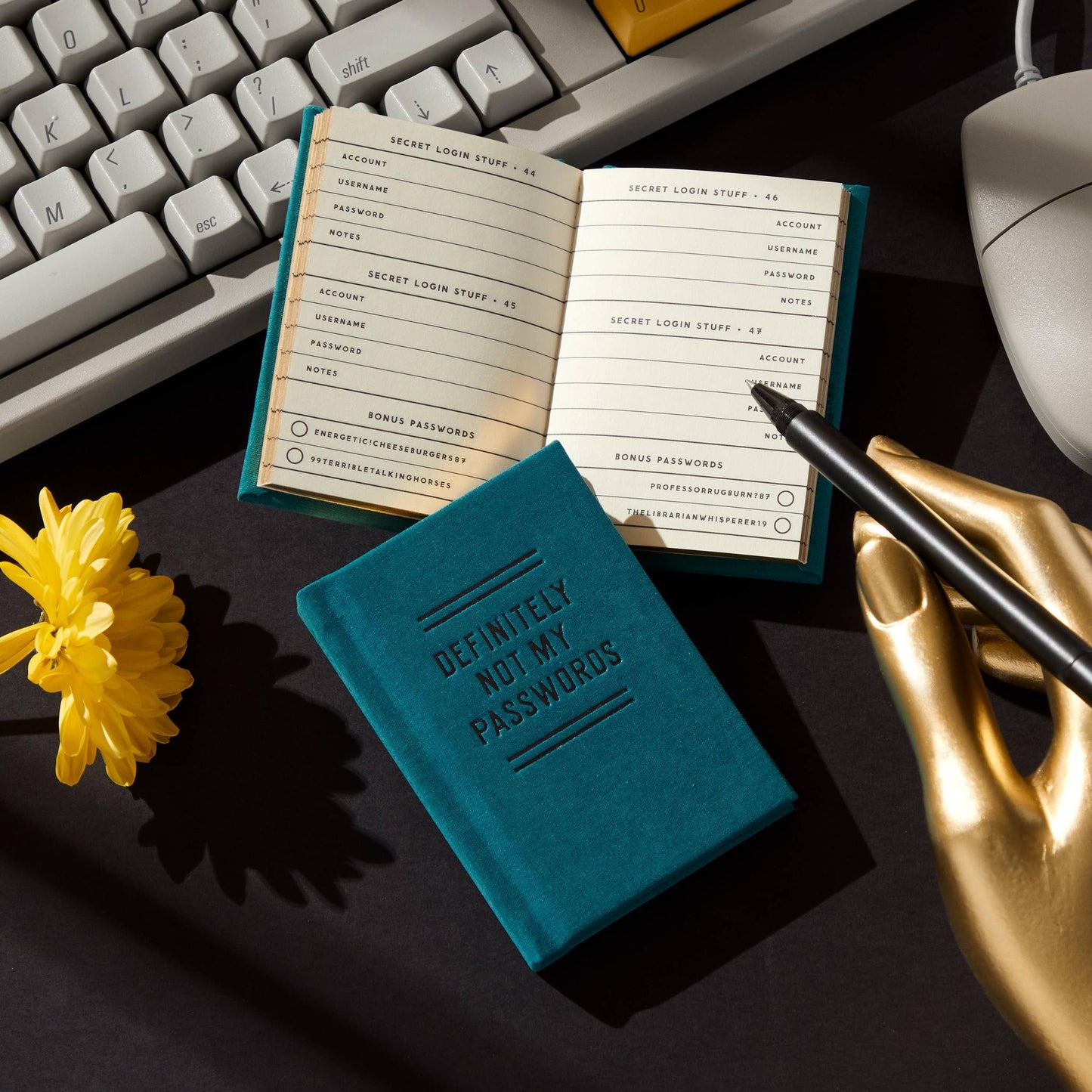 Brass Monkey Definitely Not My Passwords Diary | Mini Password Notebook (2.75” x 3.75”)