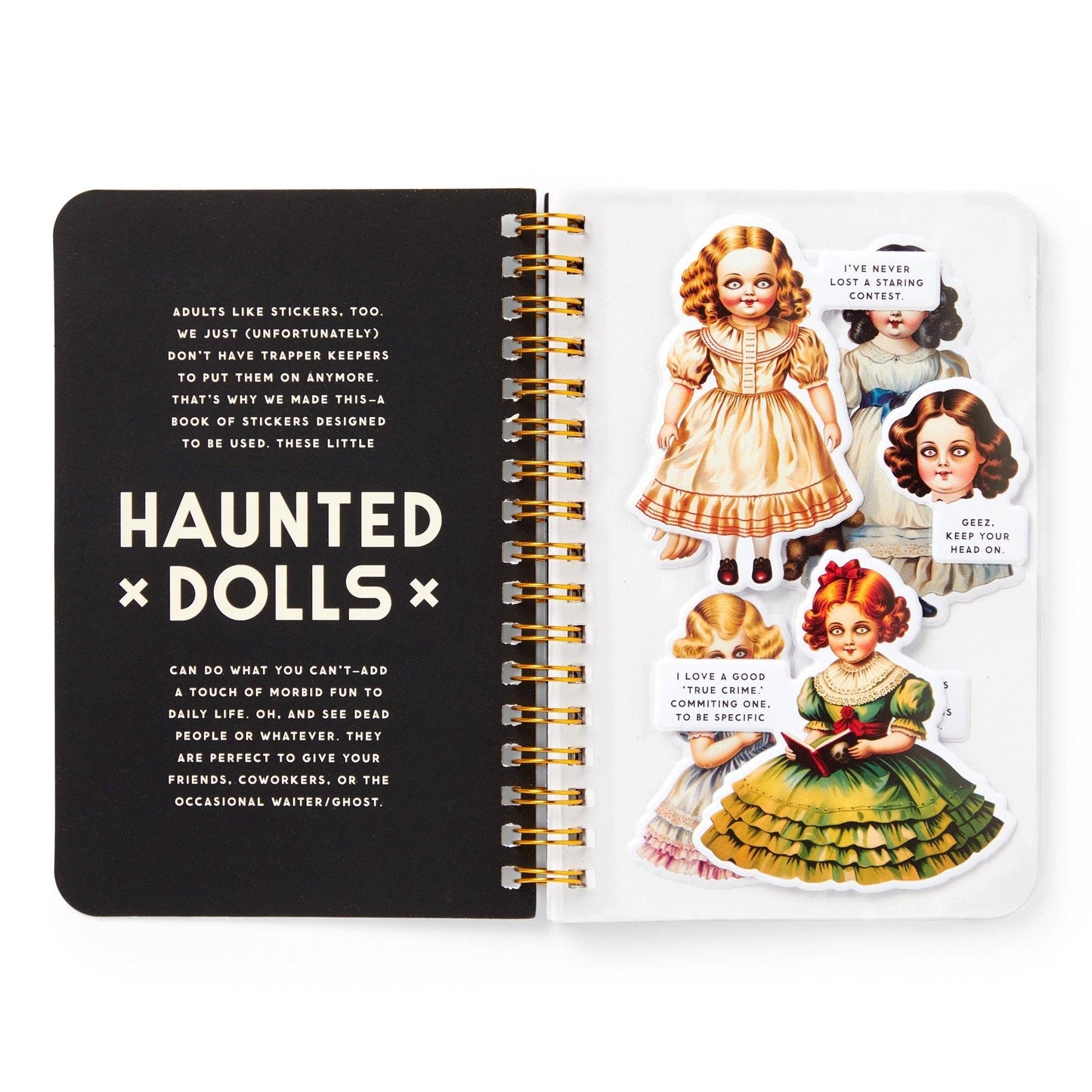 Brass Monkey Haunted Dolls Sticker Book | Vintage-inspired Spooky Decals