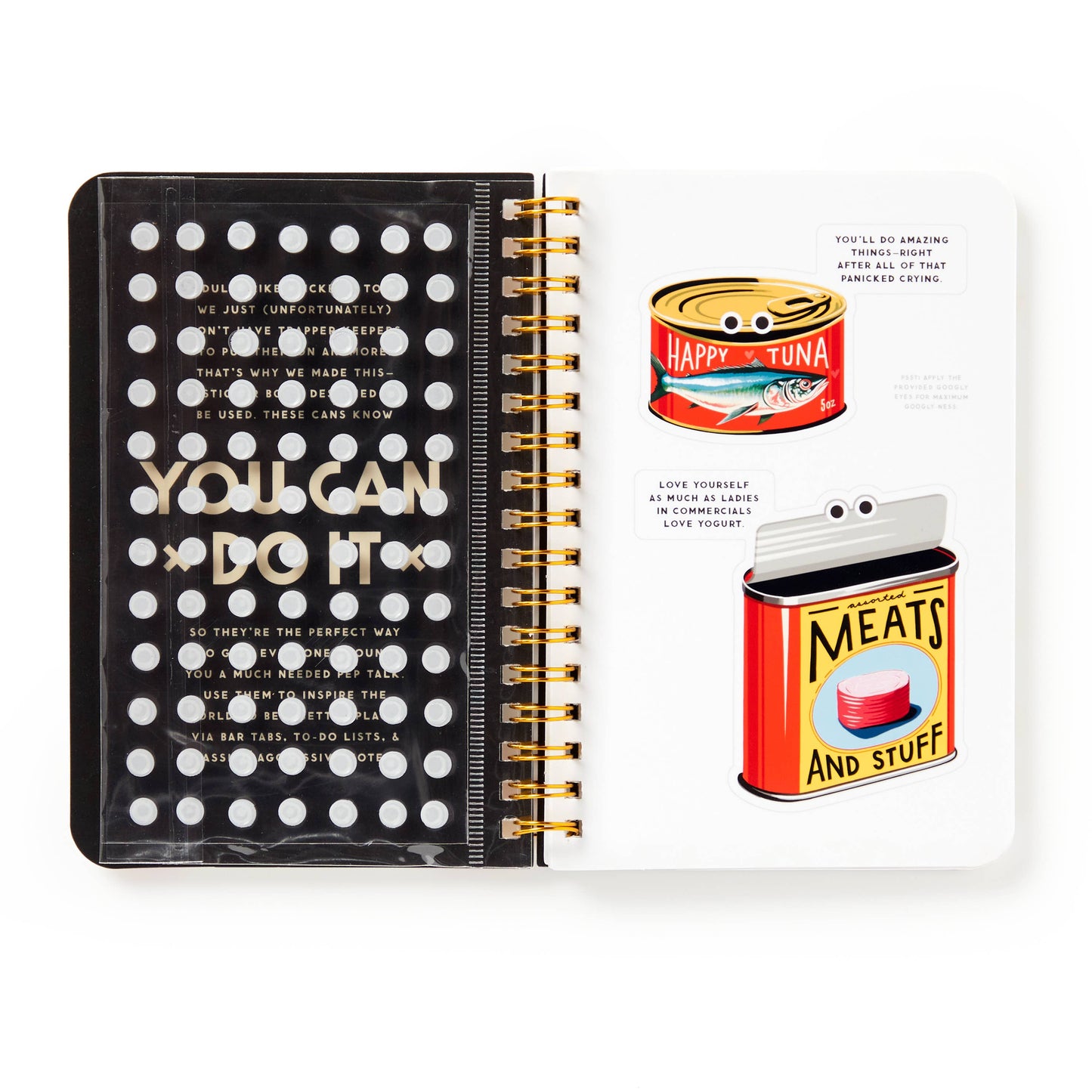 Brass Monkey You Can Do It Googly Sticker Book | Googly-eyed Cans Decals