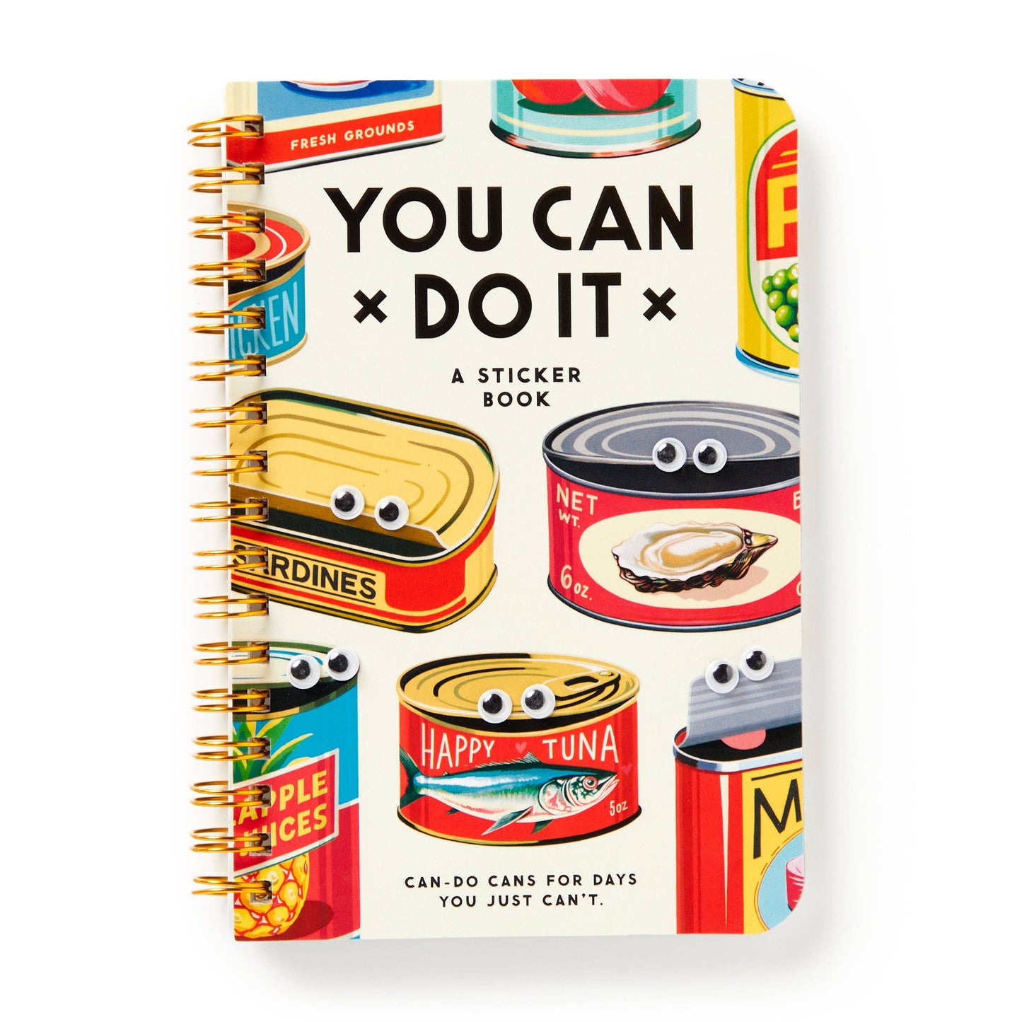 Brass Monkey You Can Do It Googly Sticker Book | Googly-eyed Cans Decals