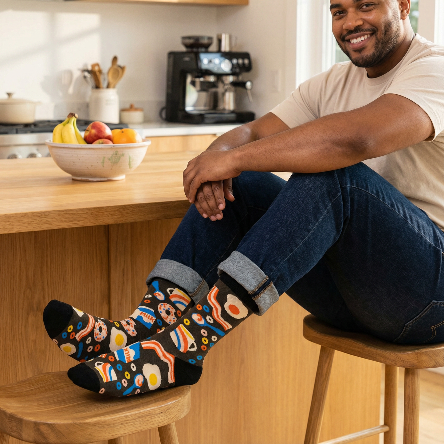 Breakfast Men's Crew Socks | Foodie Gifts for Him