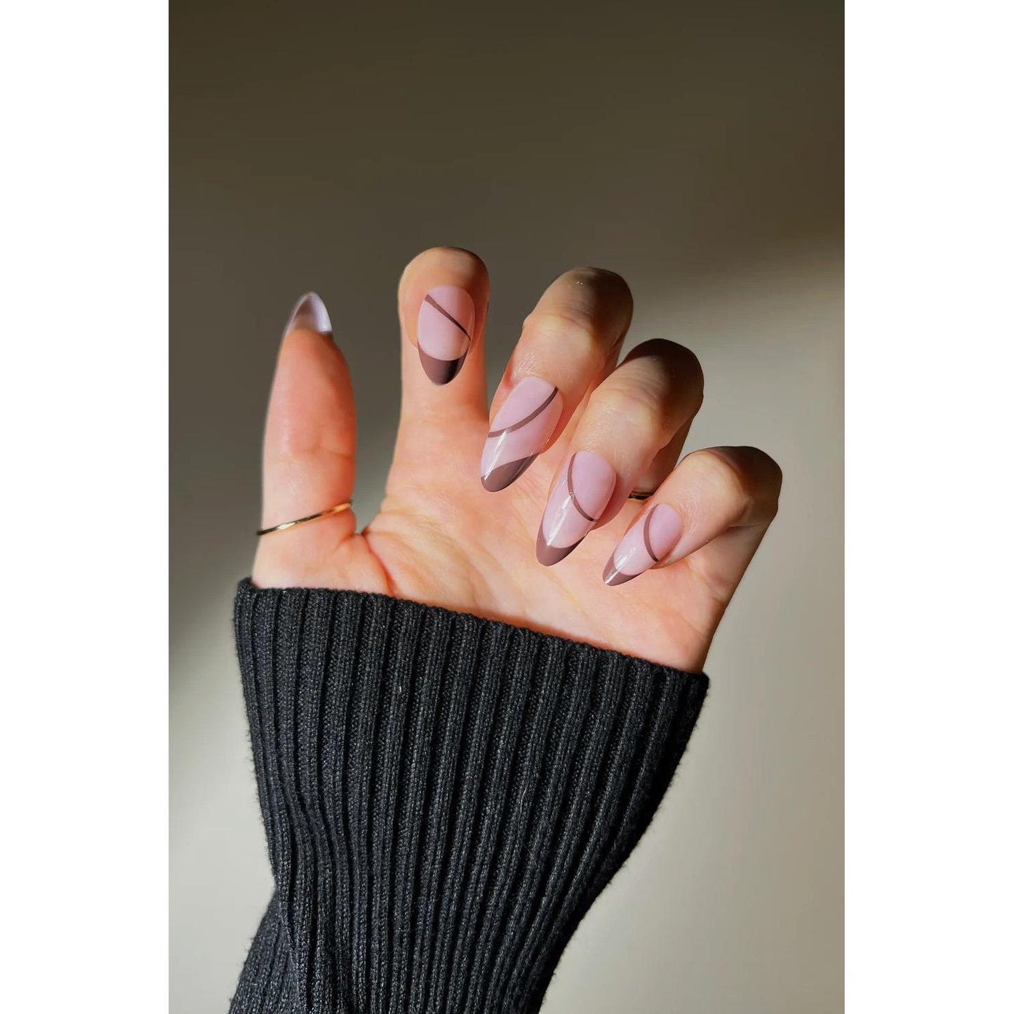 Brewed Serenade Press-On Nails | Coffee Brown Swirl Nails | Cozy & Reusable