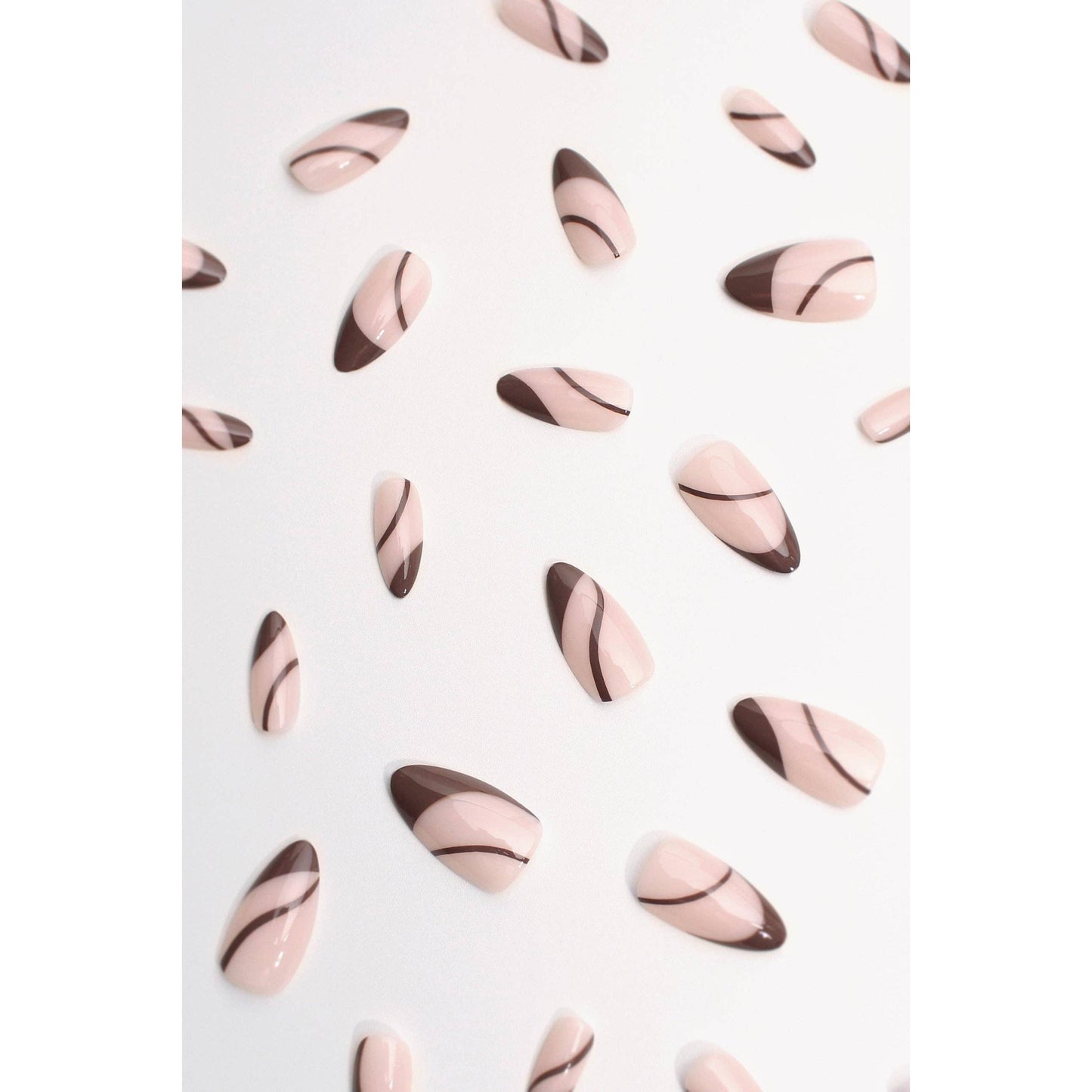 Brewed Serenade Press-On Nails | Coffee Brown Swirl Nails | Cozy & Reusable