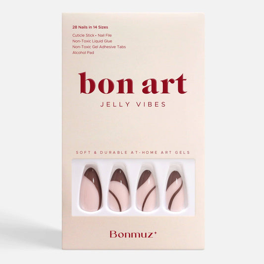 Brewed Serenade Press-On Nails | Coffee Brown Swirl Nails | Cozy & Reusable