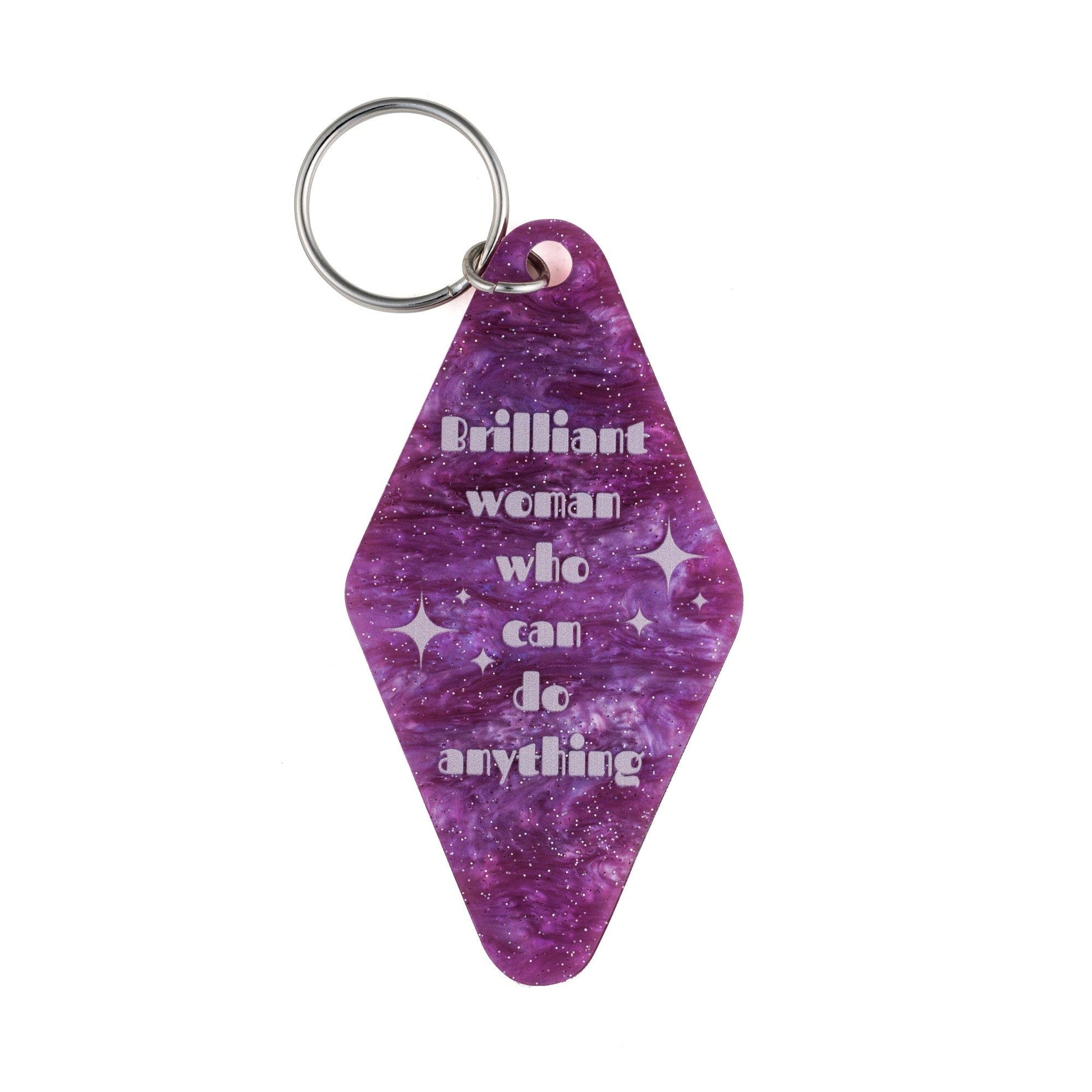 Brilliant Woman Who Can Do Anything Purple Marble Keychain | Gift for Her