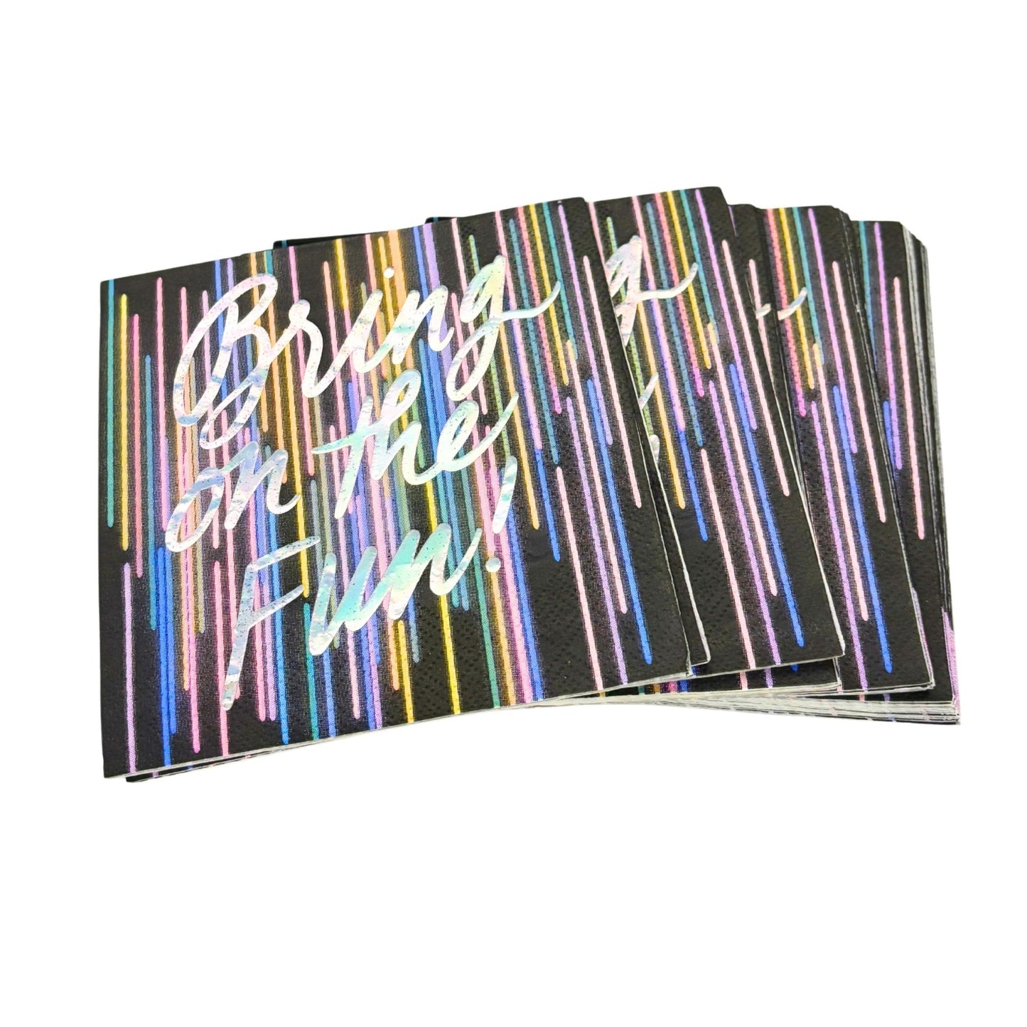 Bring On The Fun! Foil Beverage Napkins | Retro Cocktail Party | 5" Square