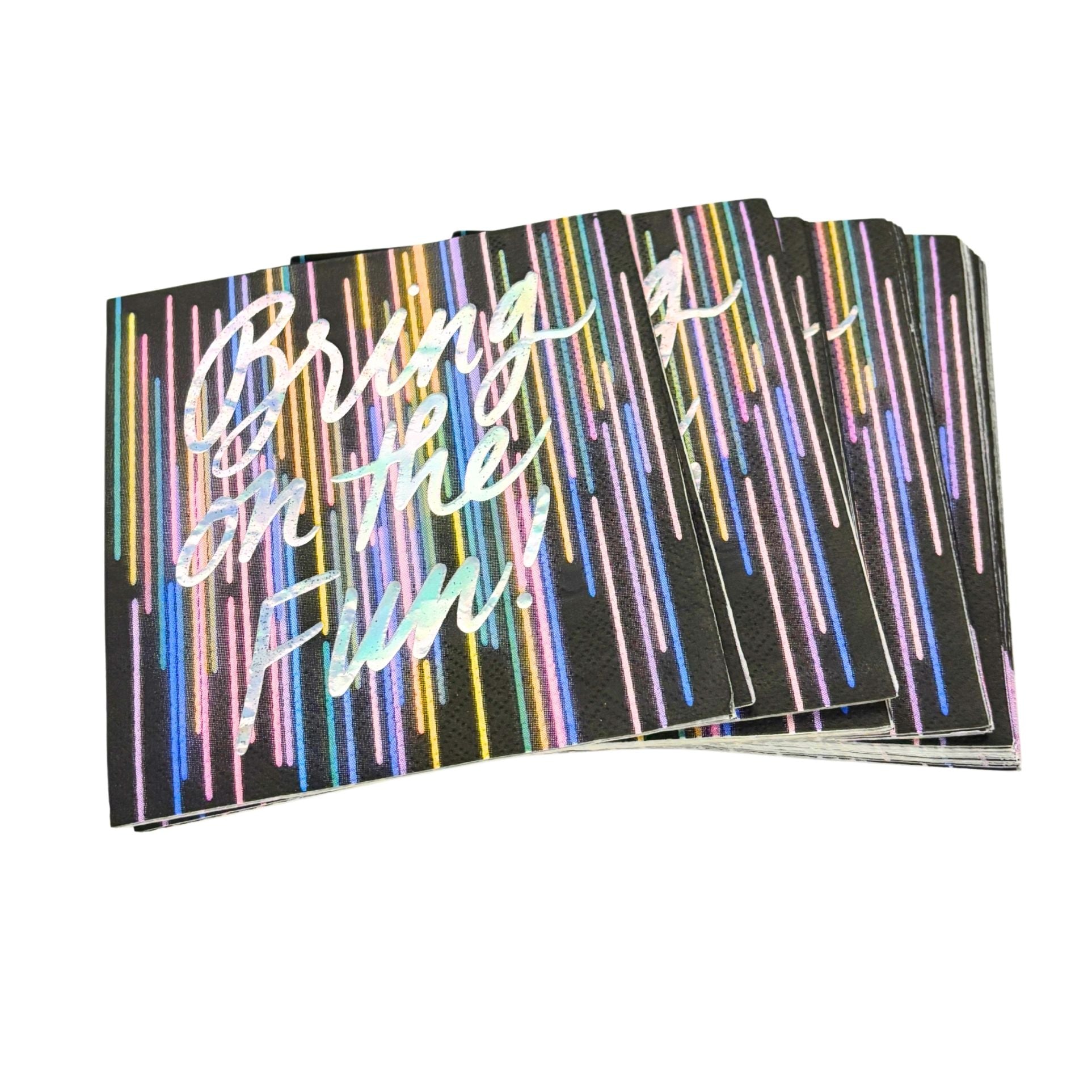Bring On The Fun! Foil Beverage Napkins | Retro Cocktail Party | 5" Square