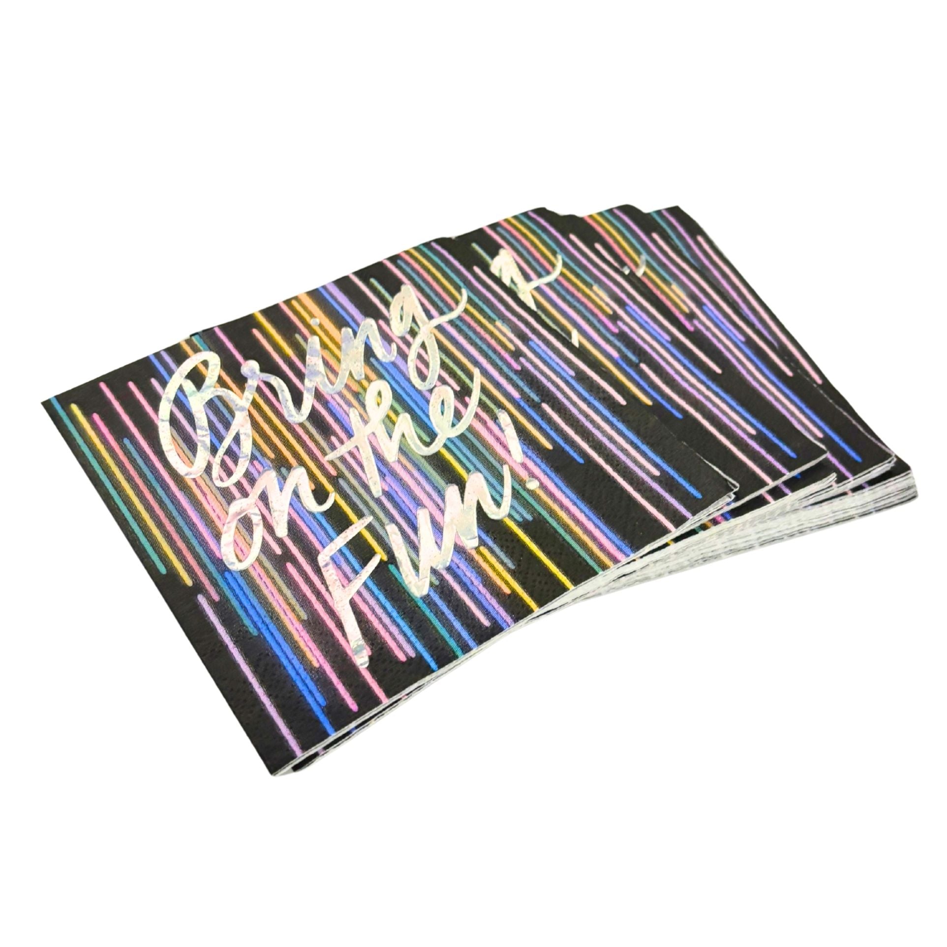 Bring On The Fun! Foil Beverage Napkins | Retro Cocktail Party | 5" Square