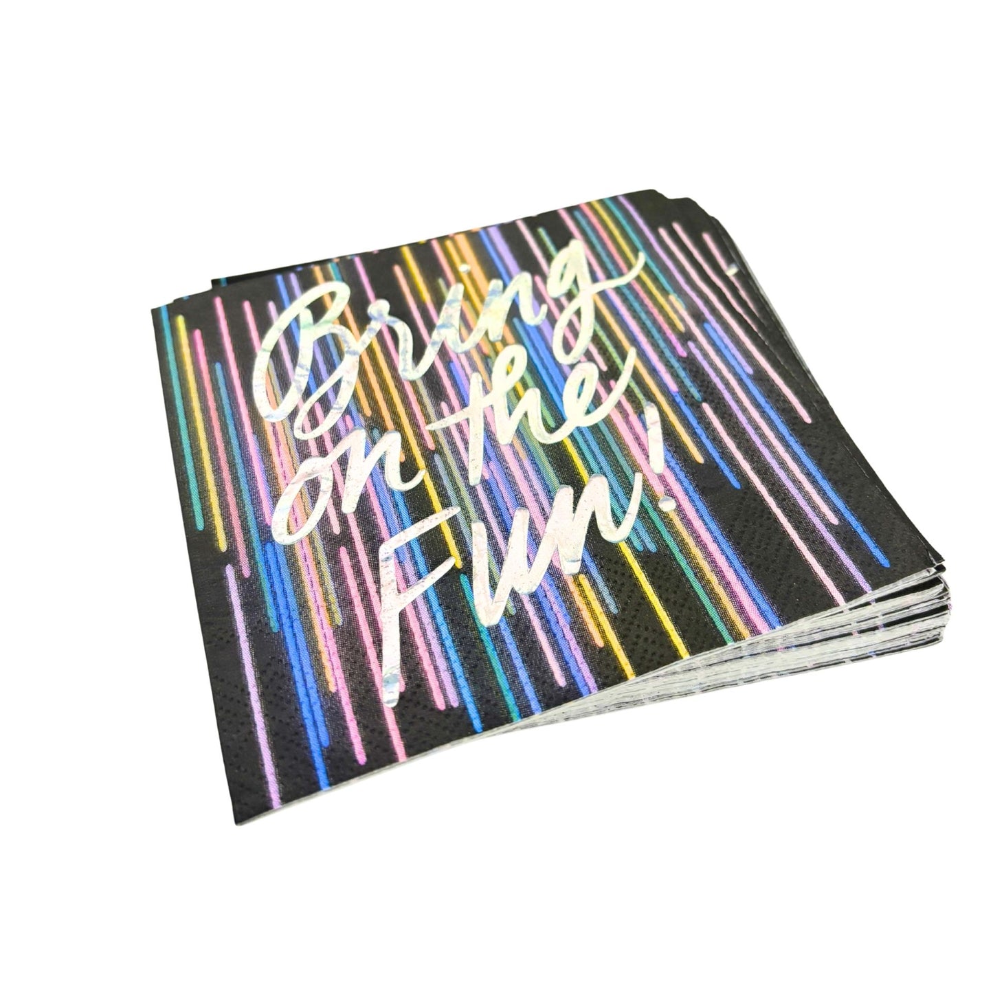 Bring On The Fun! Foil Beverage Napkins | Retro Cocktail Party | 5" Square