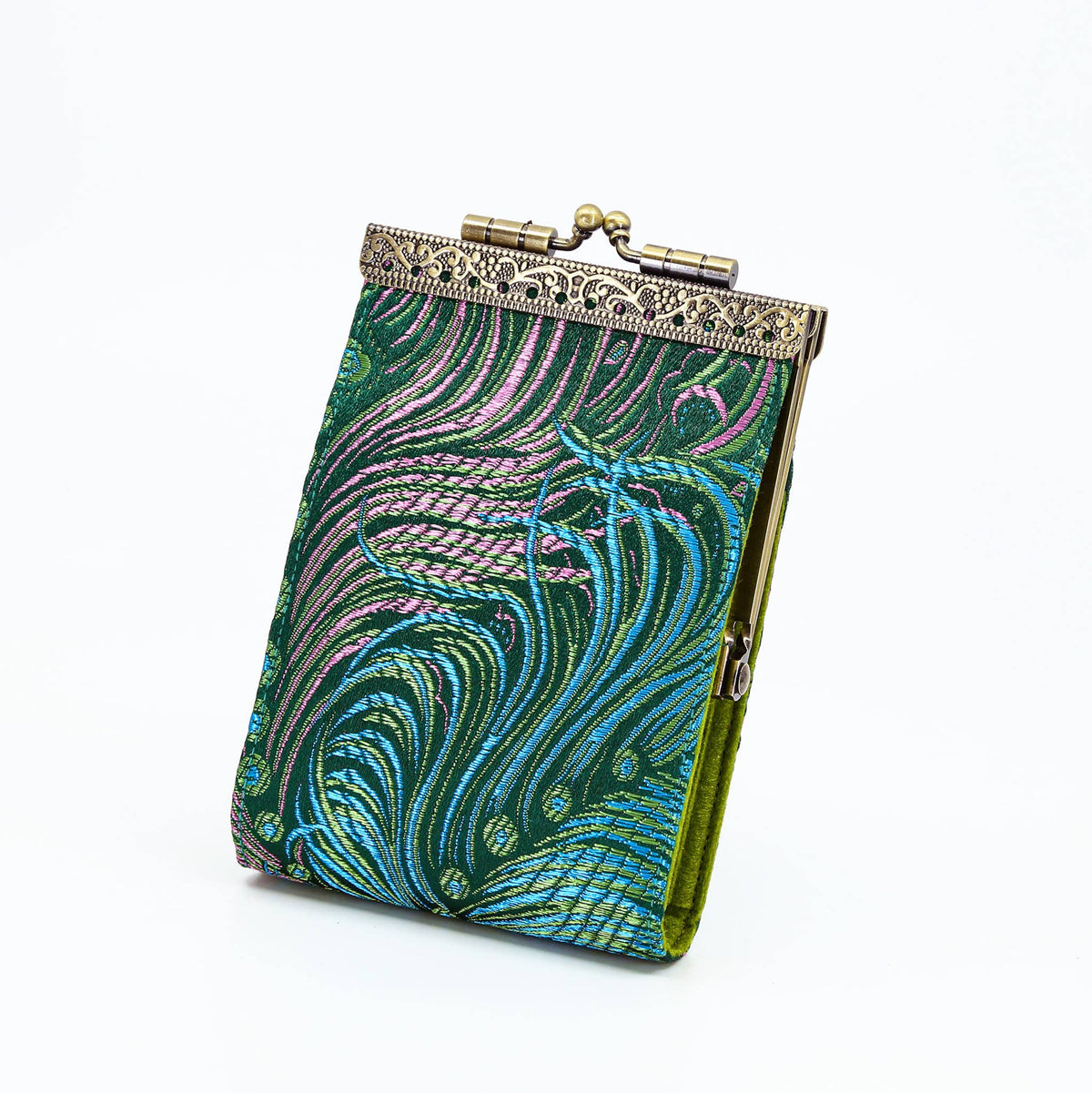 Brocade Peacock Blue & Gold Card Holder | 10 Slots | RFID Blocking