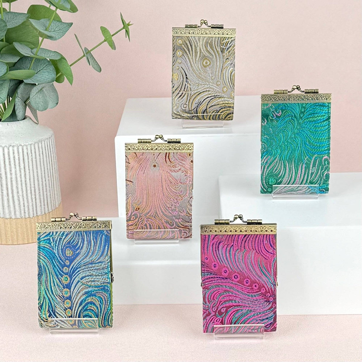 Brocade Peacock Blue & Gold Card Holder | 10 Slots | RFID Blocking