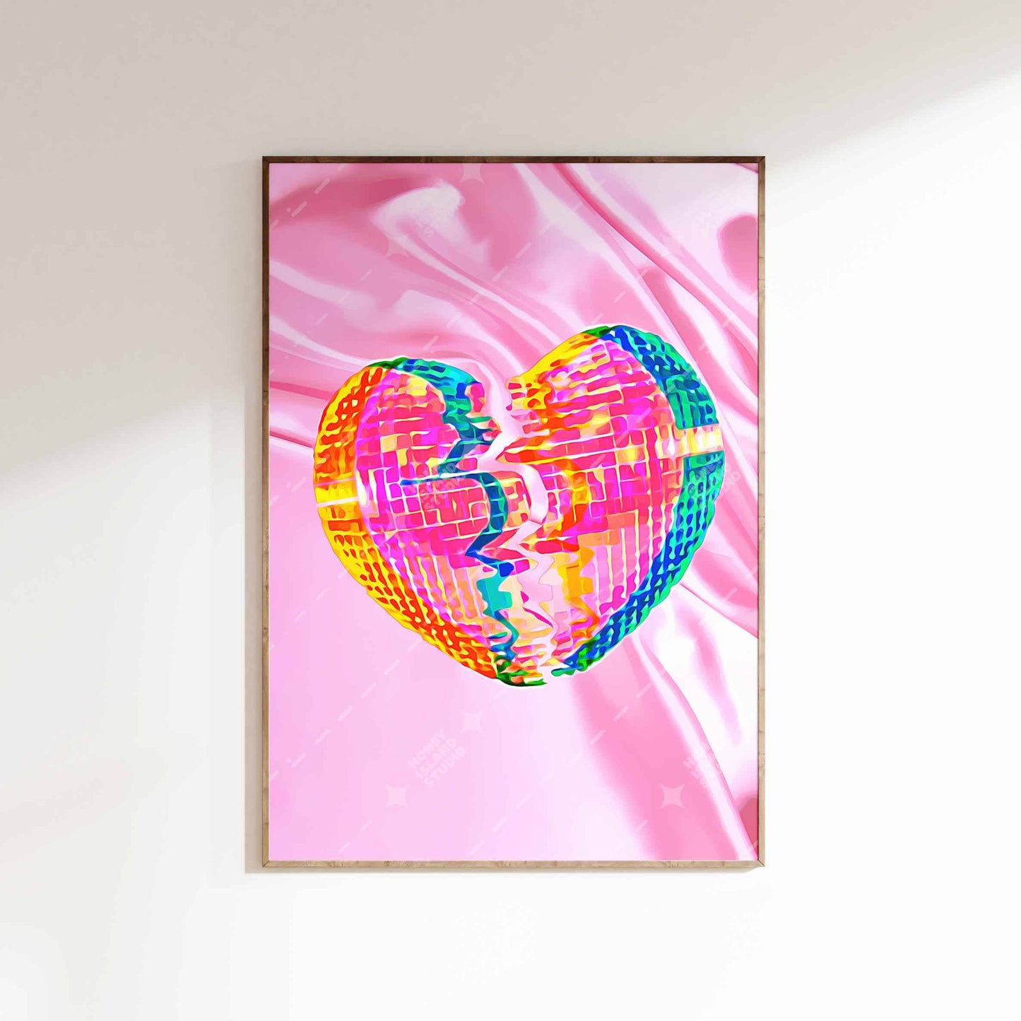 Broken Heart Disco Mini Art Print in Pink | 80s Unframed Miniature Poster