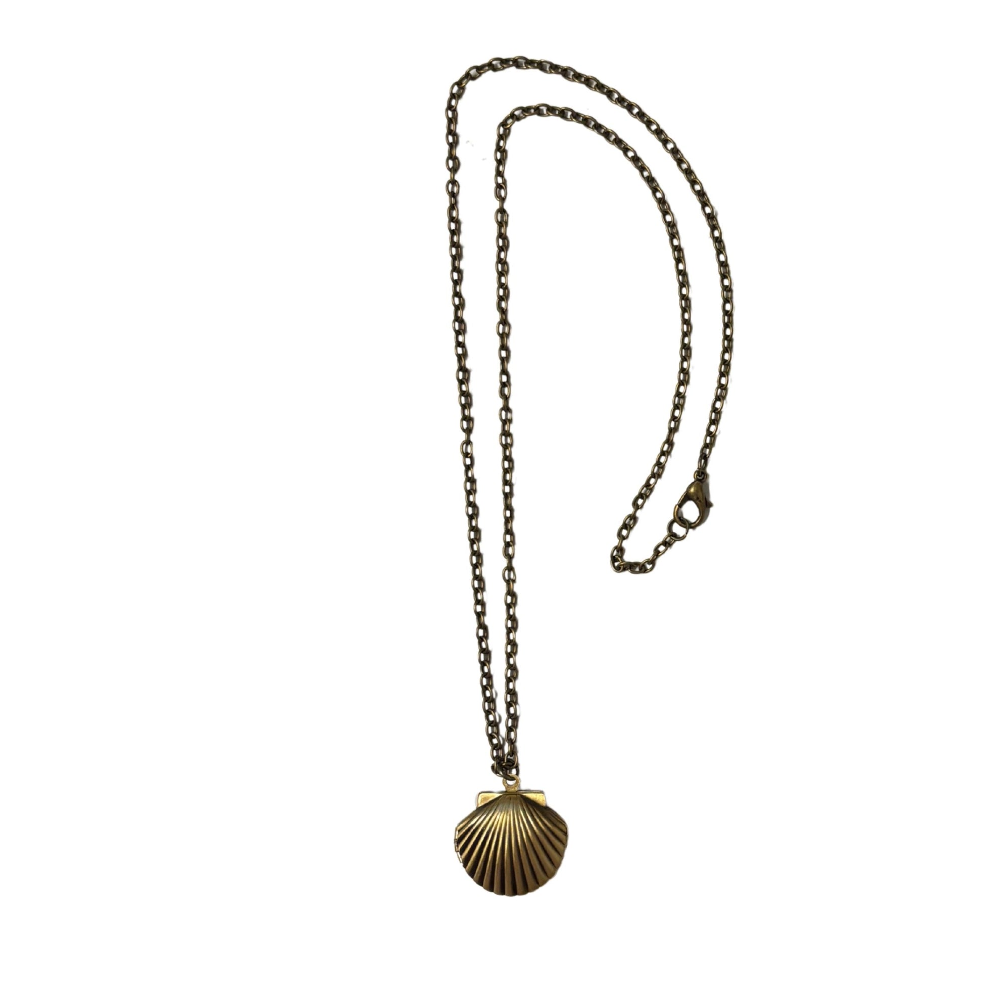 Bronze Seashell Locket Pendant Necklace | Vintage Ocean-Inspired Charm