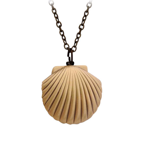 Bronze Seashell Locket Pendant Necklace | Vintage Ocean-Inspired Charm