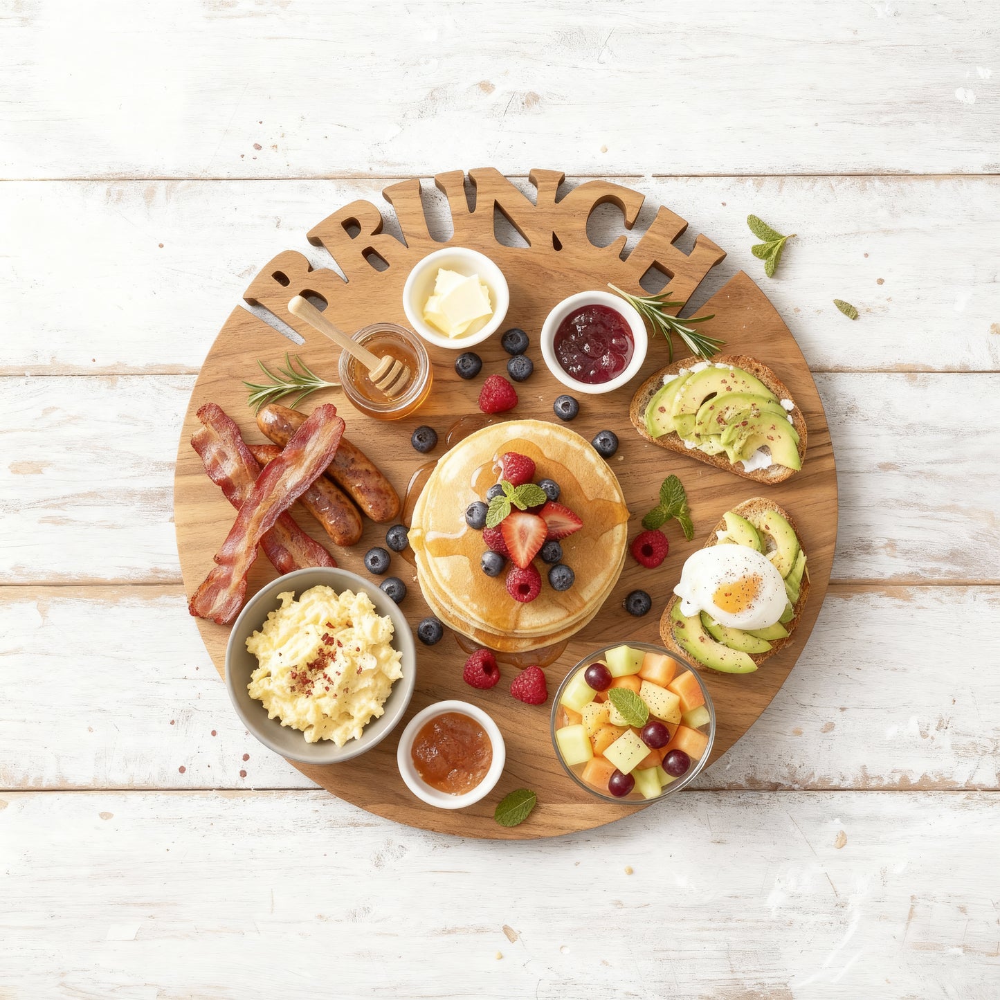 Brunch Cutting Board | Acacia Chopping Board Serving Tray | 14''
