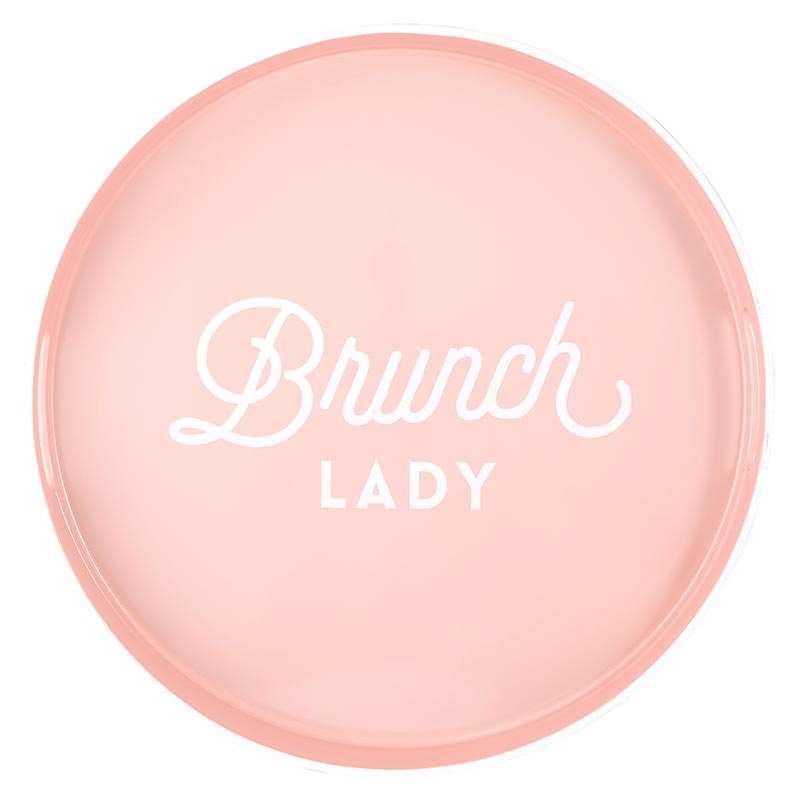 Brunch Lady Round Bar Tray | Serving Tray with Handles | 13.5" Diameter