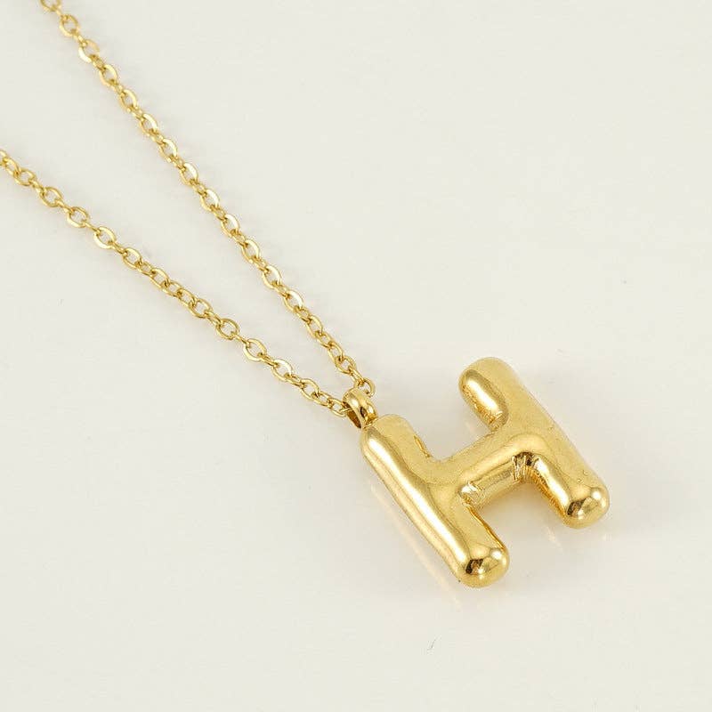 Bubble Shape Initials 18K Gold Plated Pendant Necklace | Alphabet Letter Charm Necklace